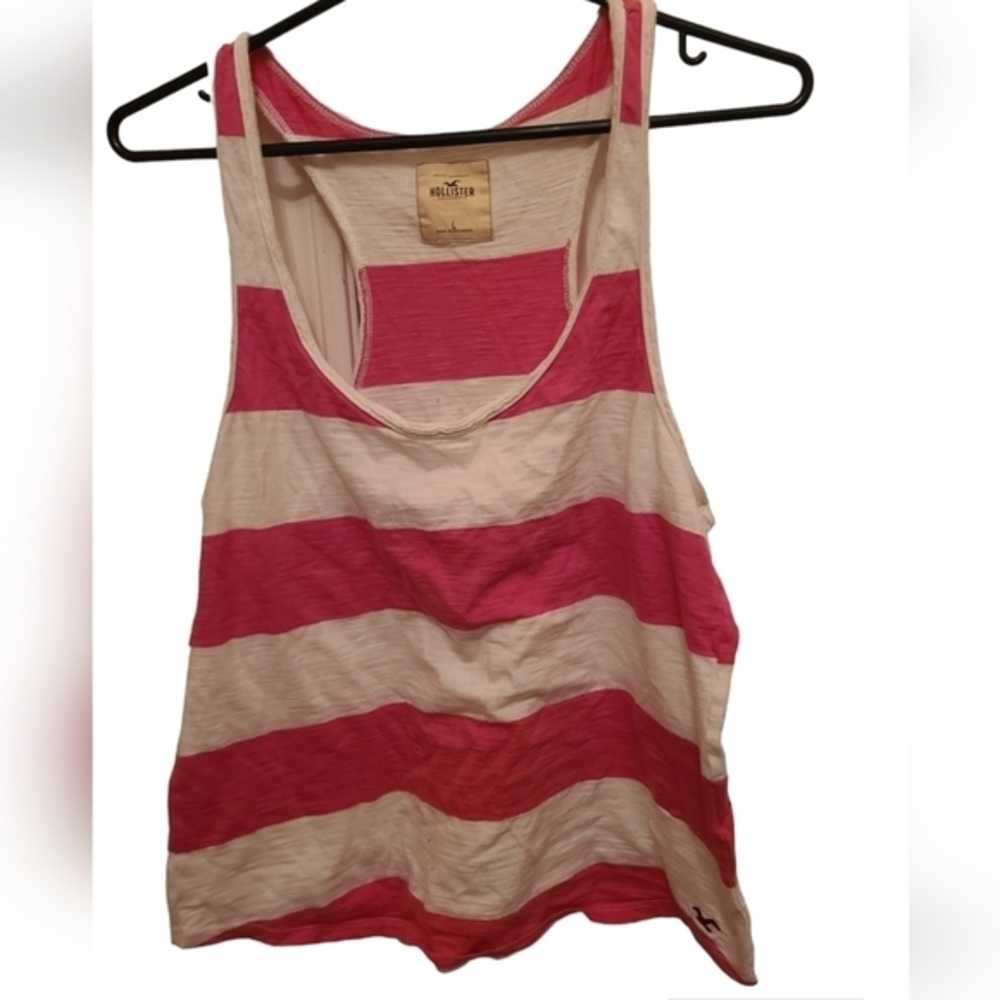 NWOT Hollister Pink White Stripes  Tank Top Size Large
